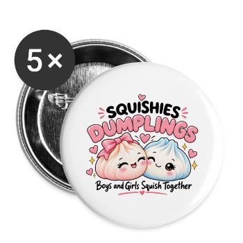 Squishy Dumplings – Boys & Girls - Buttons groß 56 mm (5er Pack) - Weiß - Vorne