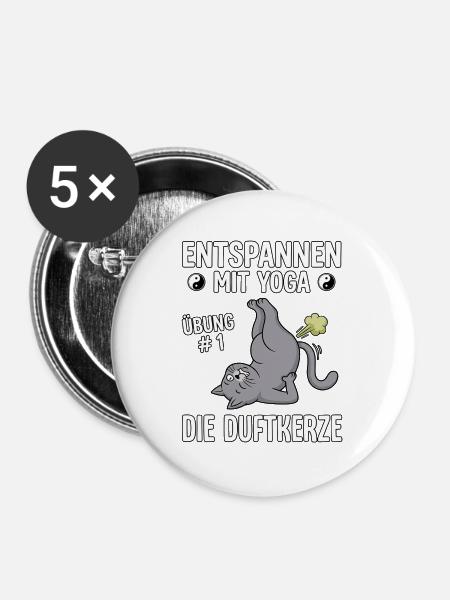 Katzen Yoga Duftkerze - Buttons groß 56 mm (5er Pack) - Weiß