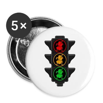 Frosch spielt Cello in der Ampel für Cellisten - Buttons groß 56 mm (5er Pack) - Weiß - Vorne
