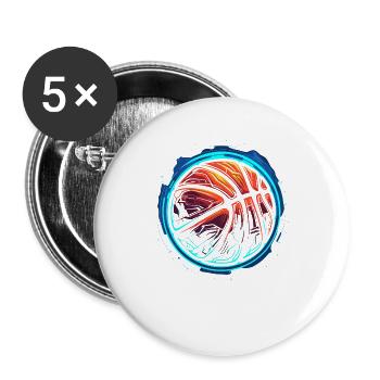 Basketball Ball Steamwave - Buttons groß 56 mm (5er Pack) - Weiß - Vorne