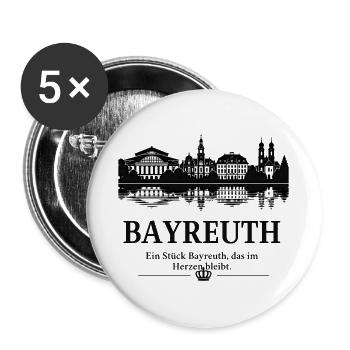 Bayreuth Skyline Silhouette - Buttons groß 56 mm (5er Pack) - Weiß - Vorne