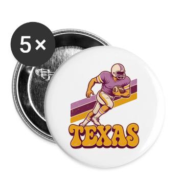 Texas Retro Footballspieler - Buttons groß 56 mm (5er Pack) - Weiß - Vorne