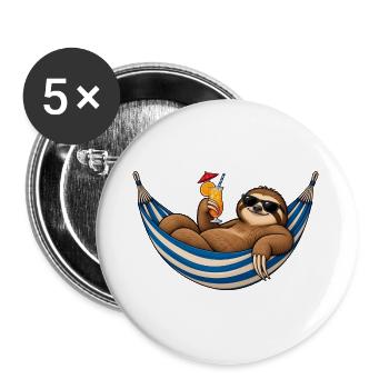 Hängematten-Feiertagsfaultier - Buttons groß 56 mm (5er Pack) - Weiß - Vorne