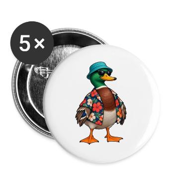 Hawaiianische Ferienente - Buttons groß 56 mm (5er Pack) - Weiß - Vorne