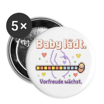 Baby Loading Schwangerschaft werdende Mama - Buttons groß 56 mm (5er Pack) - Weiß - Vorne