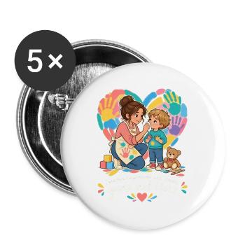 Erzieherin Geschenk Kita Dankeschön - Buttons groß 56 mm (5er Pack) - Weiß - Vorne