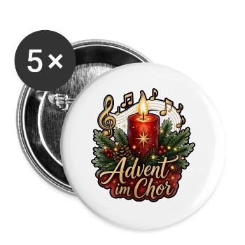Advent Im Chor Kerze Tanne Musik Noten Weihnachten - Buttons groß 56 mm (5er Pack) - Weiß - Vorne