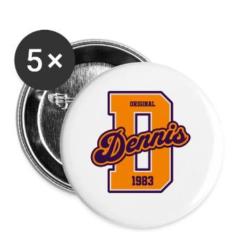 Dennis 1983 Original Retro College Design - Buttons groß 56 mm (5er Pack) - Weiß - Vorne