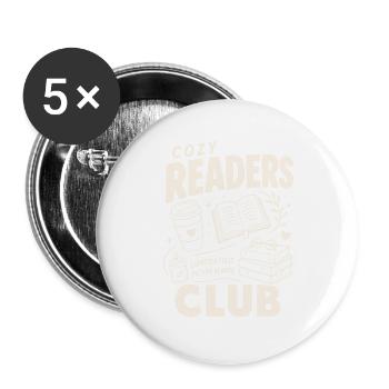 Cozy Readers Club - Buttons groß 56 mm (5er Pack) - Weiß - Vorne