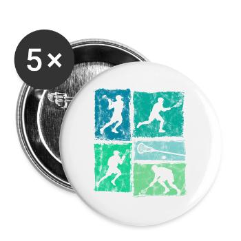 Retro Lacrosse Spieler Für Lacrosse Sport Spiel - Buttons groß 56 mm (5er Pack) - Weiß - Vorne