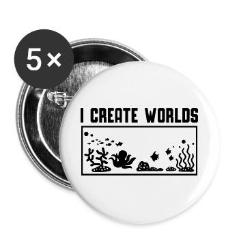 Aquascaping Spruch Kreativität - Buttons groß 56 mm (5er Pack) - Weiß - Vorne