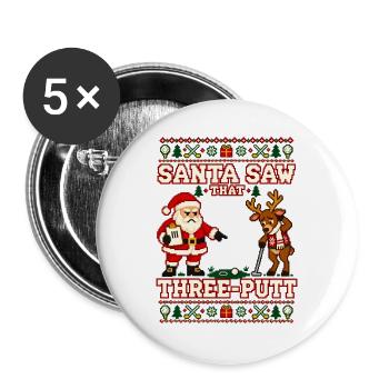 Weihnachten Golf Golfer Putten Geschenkidee - Buttons groß 56 mm (5er Pack) - Weiß - Vorne
