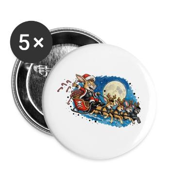 Punk-Mondnacht-Hasen-Schlittenzug - Buttons groß 56 mm (5er Pack) - Weiß - Vorne
