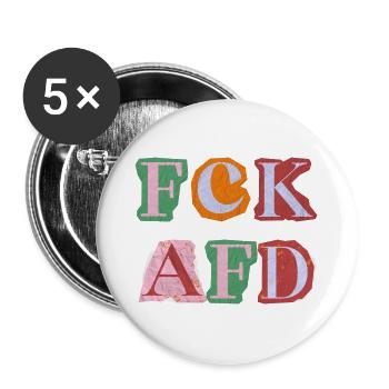 FCK AFD ERPRESSERBRIEF BUCHSTABEN, FCK NZS, NO NZS - Buttons groß 56 mm (5er Pack) - Weiß - Vorne