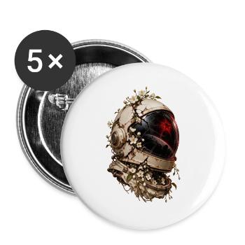 Blumen-Astronautenhelm – Kosmische Renaissance - Buttons groß 56 mm (5er Pack) - Weiß - Vorne