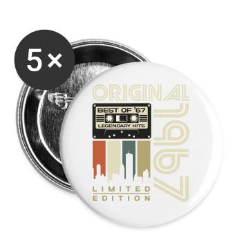 Original 1967 Jahrgang Vintage Geburtstag Geschenk - Buttons groß 56 mm (5er Pack) - Weiß - Vorne