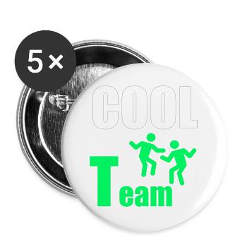 Cooles Team: Neon Green Duo - Buttons groß 56 mm (5er Pack) - Weiß - Vorne