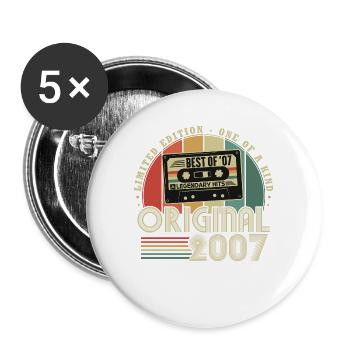 Original 2007 Jahrgang Vintage Geburtstag Retro - Buttons groß 56 mm (5er Pack) - Weiß - Vorne