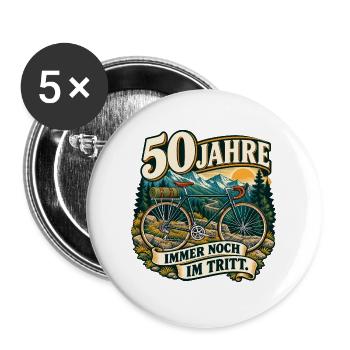 50 Jahre Immer Noch Im Tritt - Buttons groß 56 mm (5er Pack) - Weiß - Vorne