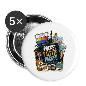 POCKET PALETTE PACKED - Buttons groß 56 mm (5er Pack) - Weiß - Vorne