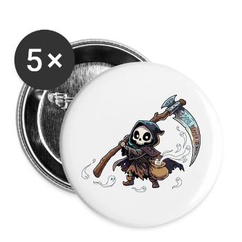 Süßer kleiner Seelenschnitter mit Geistern - Buttons groß 56 mm (5er Pack) - Weiß - Vorne