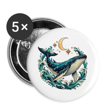 Mondwal Kosmische Meeresnacht - Buttons groß 56 mm (5er Pack) - Weiß - Vorne