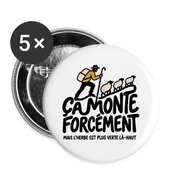 Es geht unvermeidlich nach oben – Humor Transhumanz Montagne - Buttons groß 56 mm (5er Pack) - Weiß - Vorne