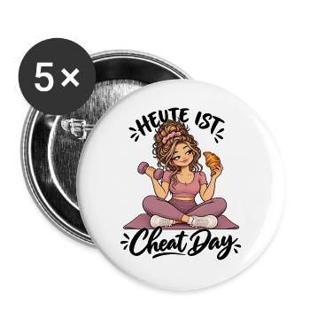 Fitness-Mädchen - Selbstironie - Buttons groß 56 mm (5er Pack) - Weiß - Vorne
