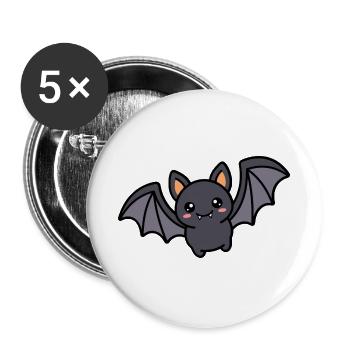 Süßes Kawaii-Fledermaus-Halloween-gruselfarbenes Pastellhemd - Buttons groß 56 mm (5er Pack) - Weiß - Vorne