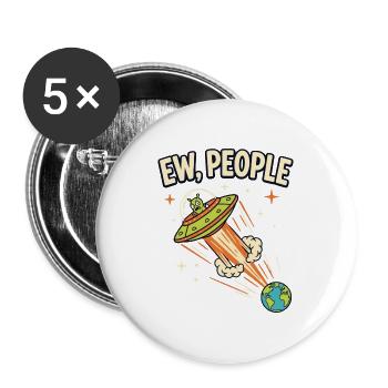 UFO-Alarm Ew, People - Buttons groß 56 mm (5er Pack) - Weiß - Vorne
