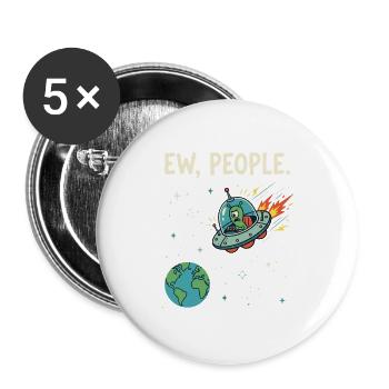 EW, People Alien UFO - Buttons groß 56 mm (5er Pack) - Weiß - Vorne