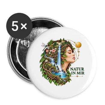 Natur in mir: Flusswald Portrait - Buttons groß 56 mm (5er Pack) - Weiß - Vorne