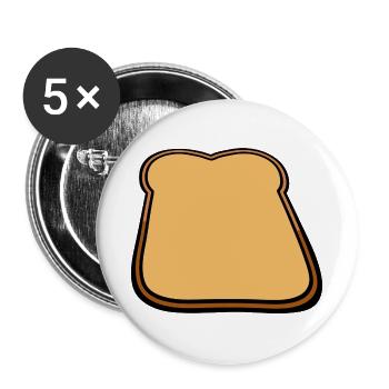 Toastbrot Cartoon Illustration - Buttons groß 56 mm (5er Pack) - Weiß - Vorne