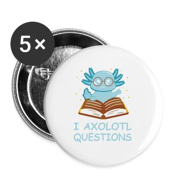 I Axolotl-fragen Blaue Kreatur Lesesterne - Buttons groß 56 mm (5er Pack) - Weiß - Vorne