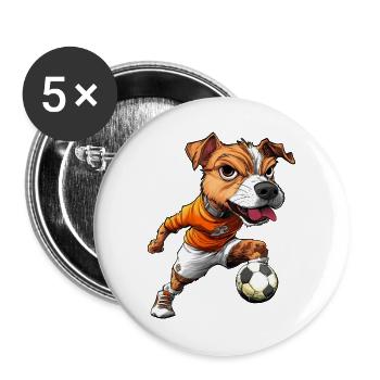 JRT Fussball - Buttons groß 56 mm (5er Pack) - Weiß - Vorne