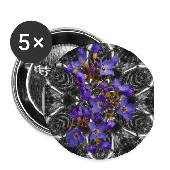 Lila Blumen im Schwarz weißem Hintergrund - Buttons groß 56 mm (5er Pack) - Weiß - Vorne