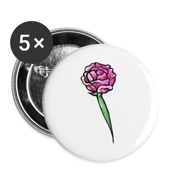 Rosa Aquarell Rosenblüte - Buttons groß 56 mm (5er Pack) - Weiß - Vorne