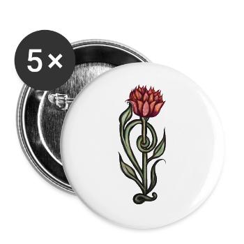Karmesinrote Flammenblüte - Buttons groß 56 mm (5er Pack) - Weiß - Vorne
