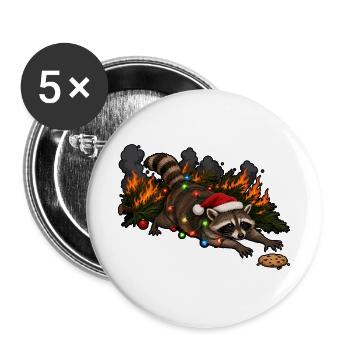 Lustiger Waschbär Weihnachten Weihnachtsbaum Meme - Buttons groß 56 mm (5er Pack) - Weiß - Vorne