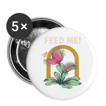Feed Me Karnivorische Blütenkunst - Buttons groß 56 mm (5er Pack) - Weiß - Vorne