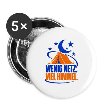 Wenig Netz. Viel Himmel. – Camping - Buttons groß 56 mm (5er Pack) - Weiß - Vorne