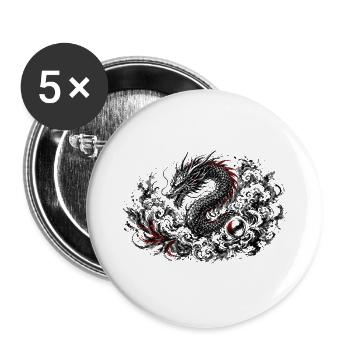 Roter Phönix im Dunkel - Buttons groß 56 mm (5er Pack) - Weiß - Vorne