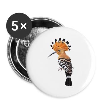 Wiedehopf Farbkrone Muster - Buttons groß 56 mm (5er Pack) - Weiß - Vorne