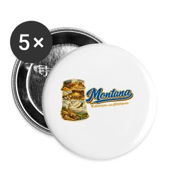Montana Retro Vintage Big Sky Country Design - Buttons groß 56 mm (5er Pack) - Weiß - Vorne