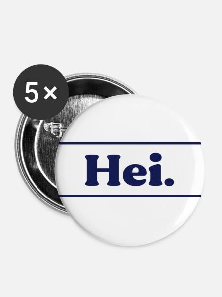 Finnland Hei Hallo Begrüßung - Buttons groß 56 mm (5er Pack) - Weiß