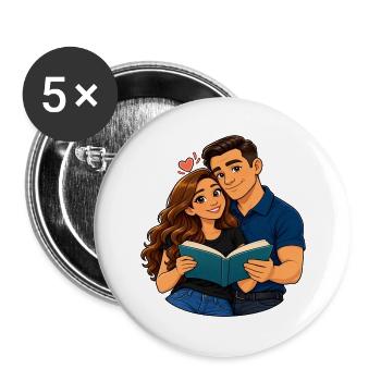Paarliebe lesen - Buttons groß 56 mm (5er Pack) - Weiß - Vorne