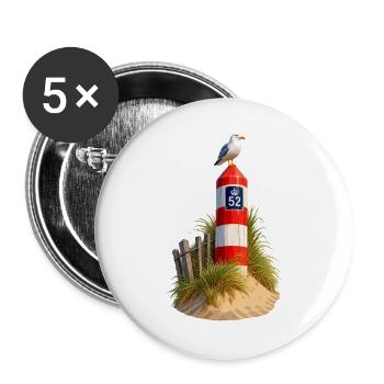 Strandmast 52 - Buttons groß 56 mm (5er Pack) - Weiß - Vorne