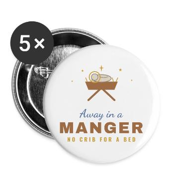 Away in a Manger – Christian Christmas - Buttons groß 56 mm (5er Pack) - Weiß - Vorne