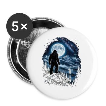 Bigfoot Alien UFO Loch Ness Weltraum Szene Kryptid - Buttons groß 56 mm (5er Pack) - Weiß - Vorne