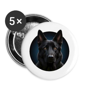 Schwarzer Schäferhund - Buttons groß 56 mm (5er Pack) - Weiß - Vorne